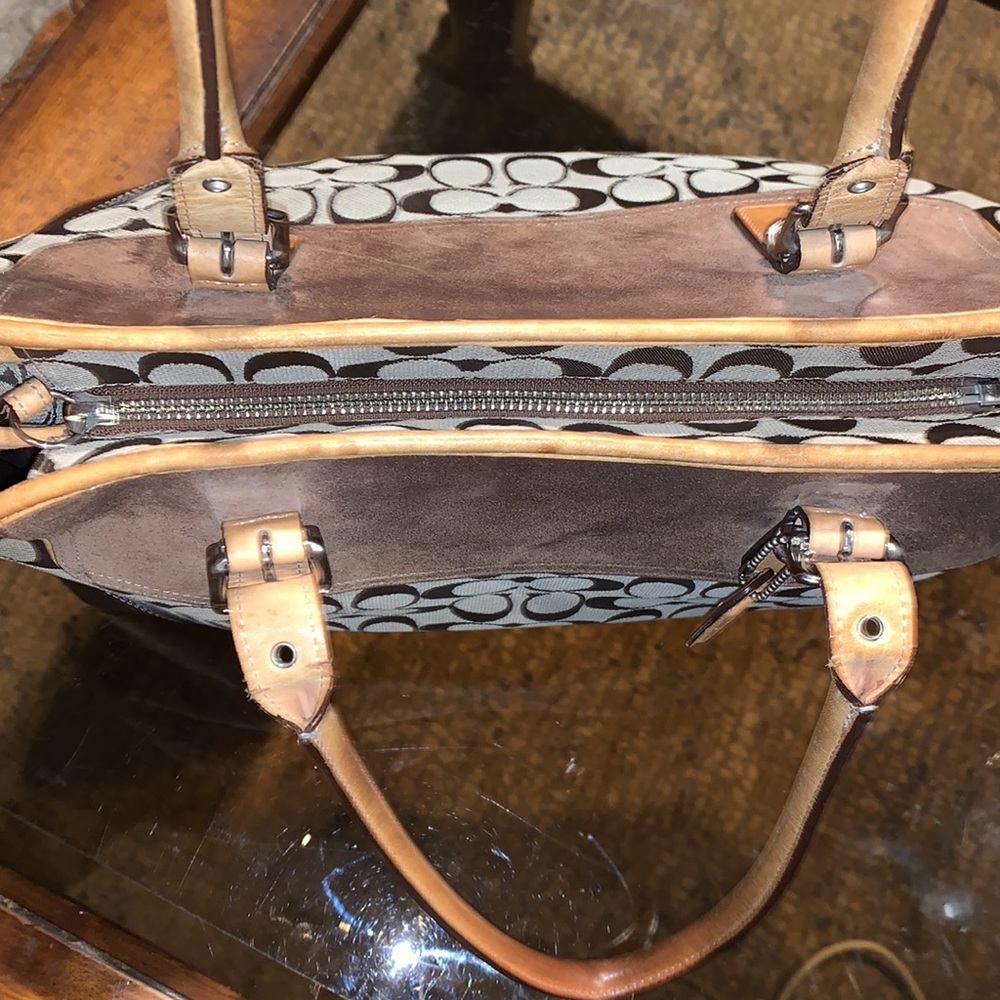 Coach Zoe Signature Satchel Brown Monogram Canvas & L… Gem